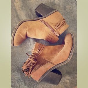 Brown Ankle Booties with Tassles